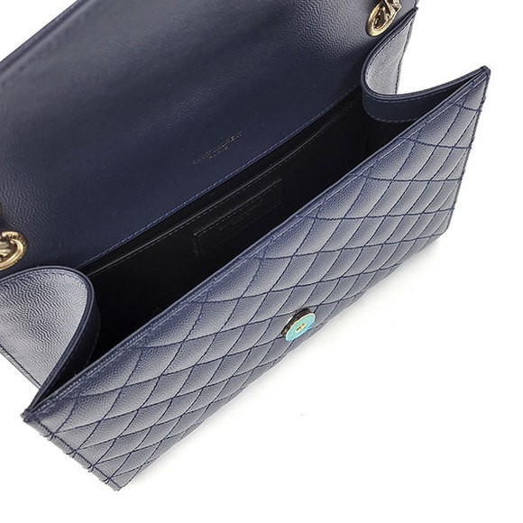 Saint Laurent Envelope Medium Chain Shoulder Bag Marine Rouge Navy Gold - Picture 5 of 5